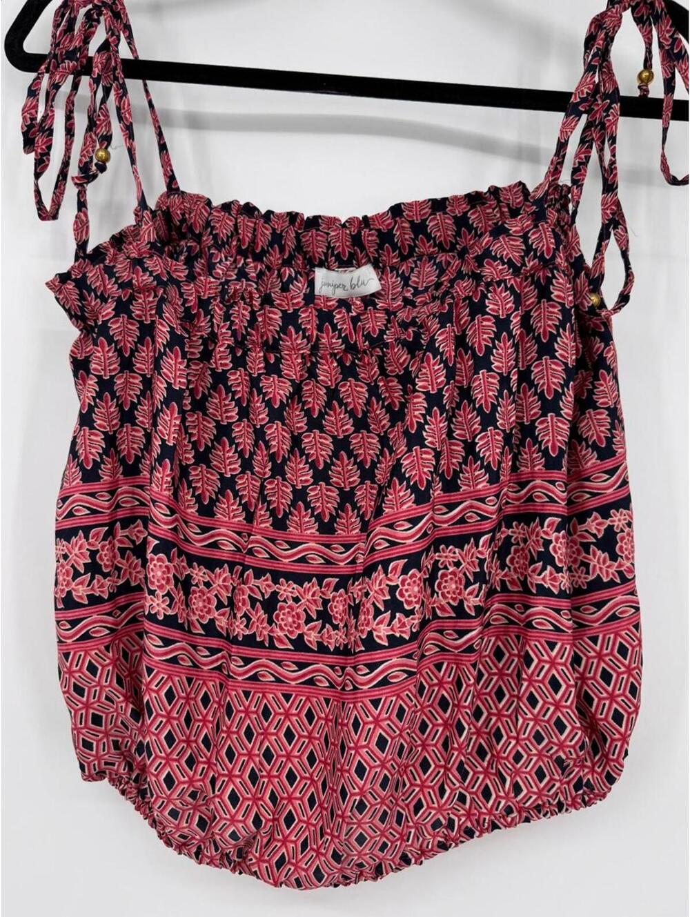 Juniper blu Women's Tie Shoulder Stretch Cropped Medium